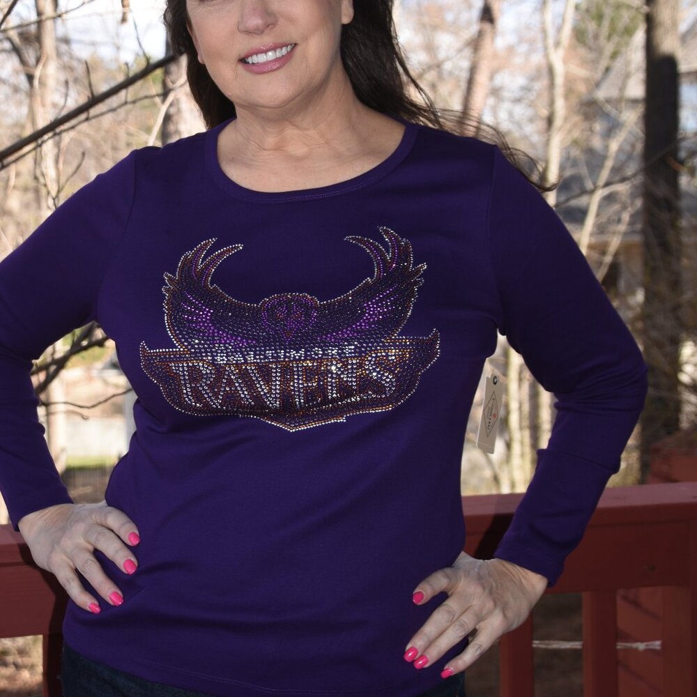 Baltimore Ravens rhinestone long sleeve shirt  XS S M L XL XXL 1X 2X 3X …